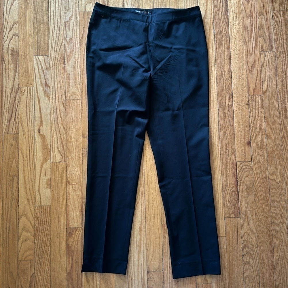 Lafayette 148 sz 6 black wool trousers zip closure great pre owned condition